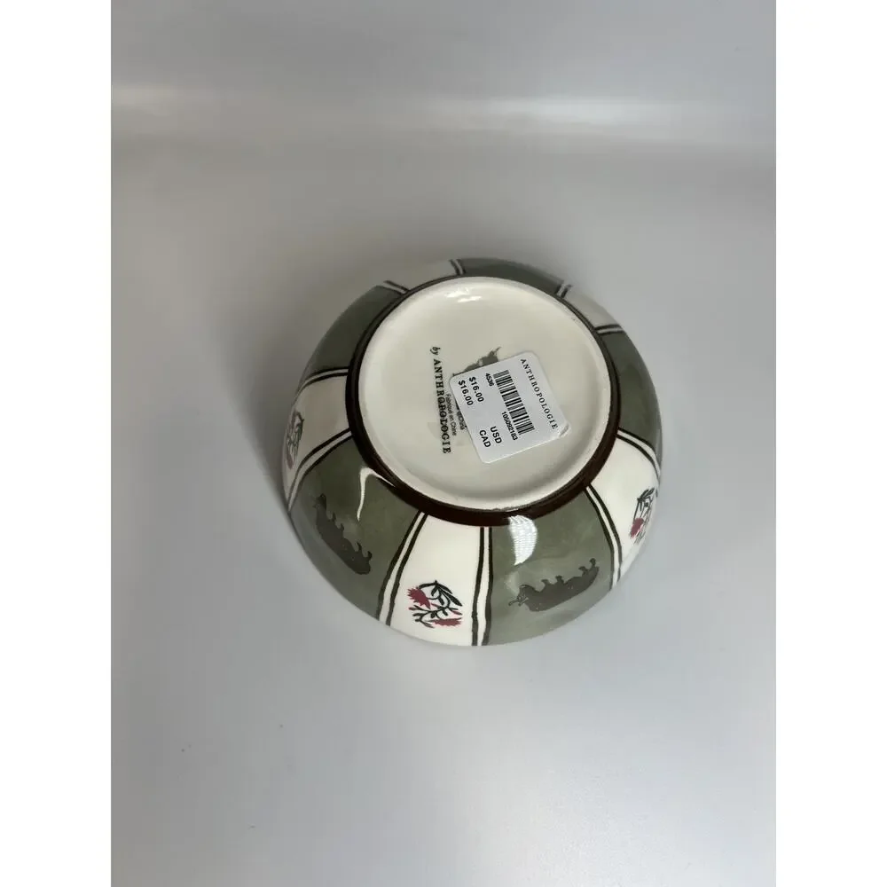 Anthropologie Millie Stoneware Yogurt Bowl Cow Farm Country